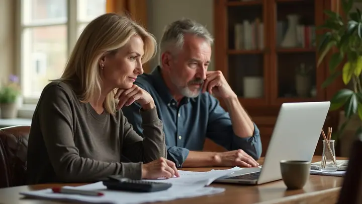 Couple at their dining table working through their monthly home payments